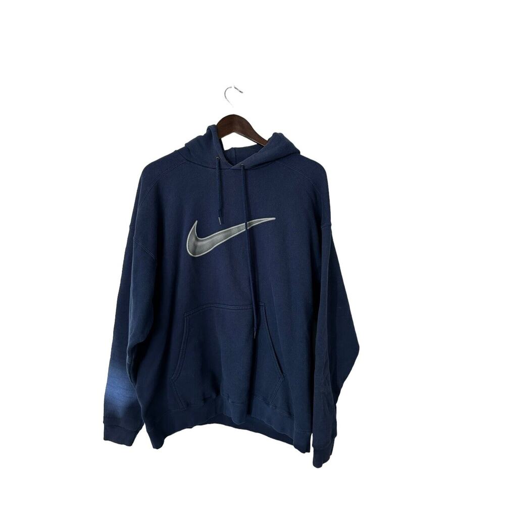 VTG Nike white tag swoosh blue pullover hoodie hooded sweatshirt sz‎ XL